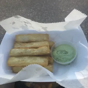 Yucca fries with chimichurri sauce