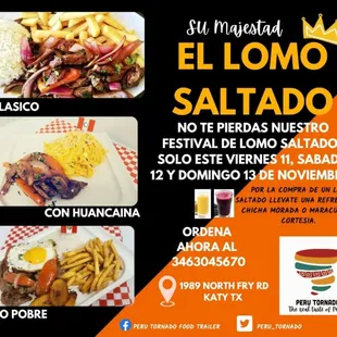 the menu for el lomo sallado