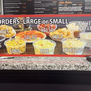 Sides come in small and large