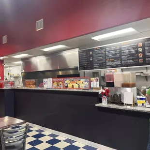 The counter. The staff is bilingual and they are all very friendly.