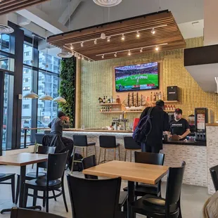 the inside of a restaurant