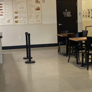 Menu on the back wall for your convenience