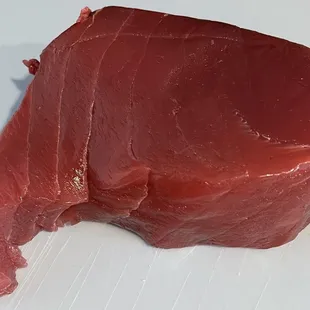 1 pound of yellowfin tuna. Lots of sinew and tough to cube.