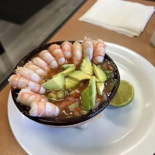 Cóctel de camarón is so delicious and the ceviche is really good I would definitely recommend going to eat here!