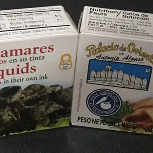 Canned calamari, product of Spain, sold here