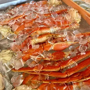 Fresh Beautiful crab legs sold by pound.