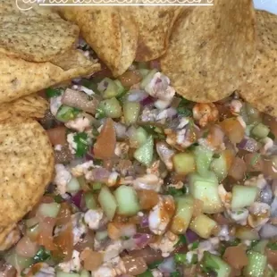 ceviche de camarón with tostitos