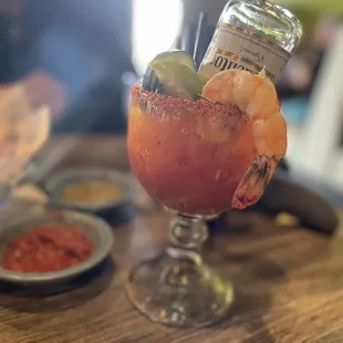 a shrimp cocktail in a glass