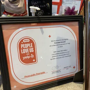 Well deserved recognition from Yelp!