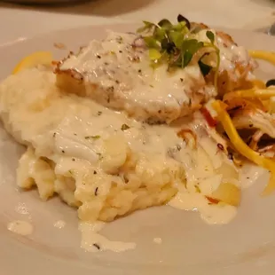 Chilean Sea Bass w/vegetables and cream sauce