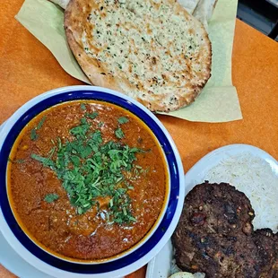 two plates of food on a table