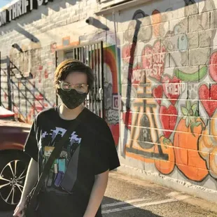 The rear is where to park and see this awesome mural.