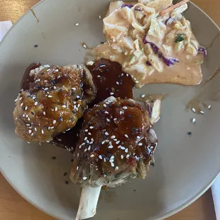 Pork wings with kimchi coleslaw