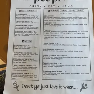 The menu