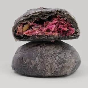 Activated Charcoal Pine Nuts Rose Cake
