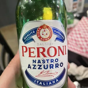 a person holding a bottle of beer