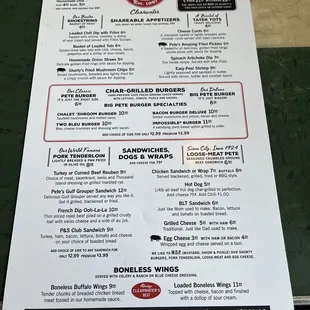 Menu side one