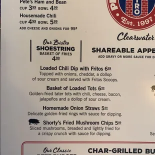 Menu as of 5/13/22