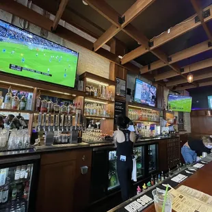 the bar and televisions