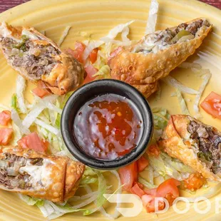 Philly cheese steak egg rolls