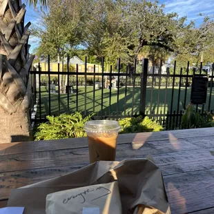 Iced americano &amp; dog park