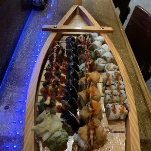 interior, sushi and sashimi