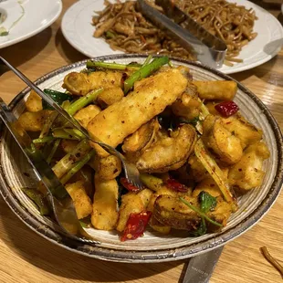 Spicy Dry Fried Eggplant &amp; Mushroom - we didn't care for the taste/consistency at all, but they were kind enough to take it off our bill.