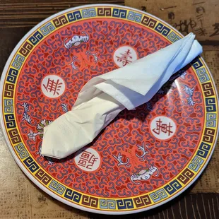 This is the plate with silverware.  Photo taken December 25, 2021.