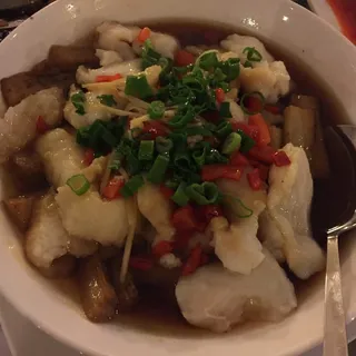 68. Flounder and Eggplant with Pickled Peppers