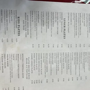 a menu for a restaurant