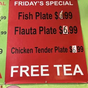 a menu for a fish plate