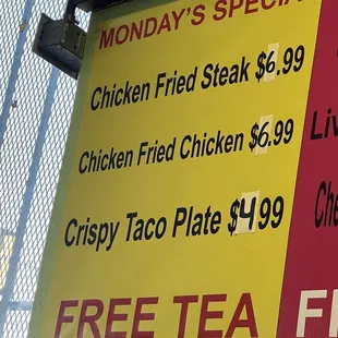 a menu for a restaurant