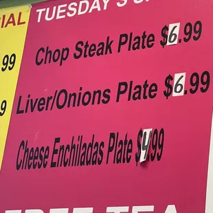 a menu for a restaurant