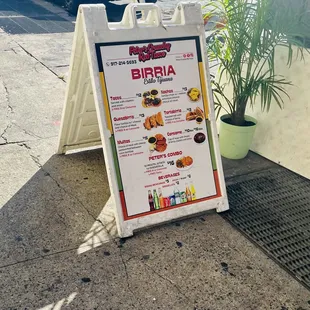 Birria menu