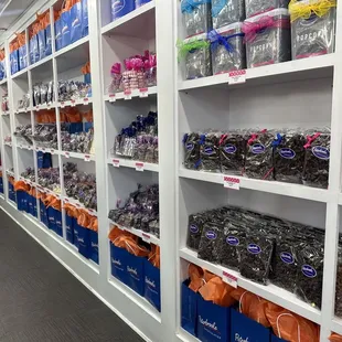 the shelves of the store