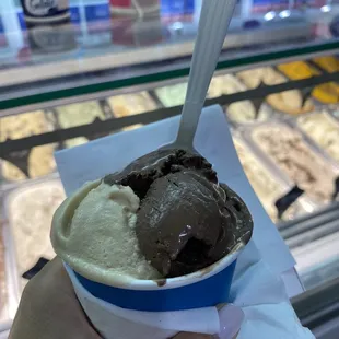 Half tiramisu half triple chocolate