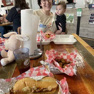 Pulled BBQ yard bird &amp; fried okra