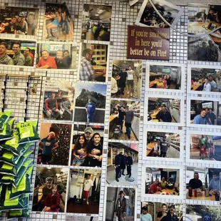 a wall full of photos