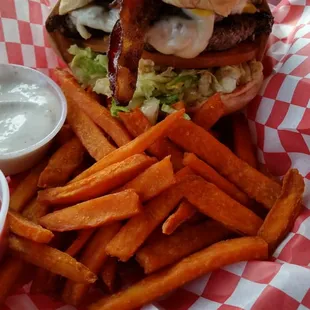 Mushroom Swiss and Bacon Burger