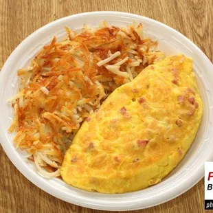 Ham &amp; Cheese Omelet w/ side of crispy Hashbrowns