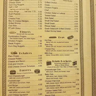 Pete's Menu
