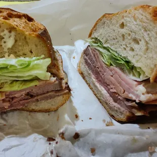 Roast beef and ham sandwich