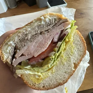 Ham and roast beef sandwich