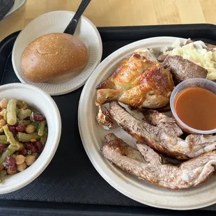 1/4 chicken and rib combo