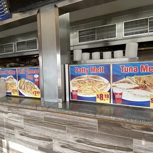 menus on the counter