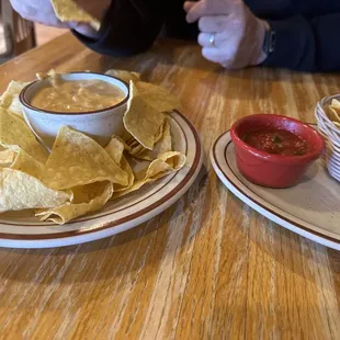 Queso and chips and salsa