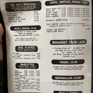 Menu as of July 2021