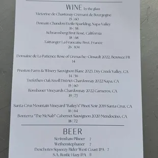 Wine list