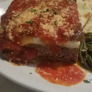 Closeup of ground beef Mousaka