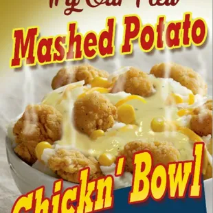 Mashed potato Chicken bowl with golden gravy!